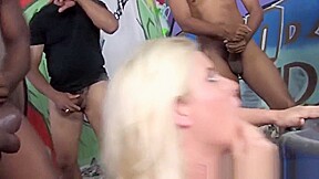 Busty Blonde Cindee Gets Enjoys Interracial Gangbang