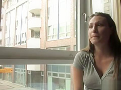 Busty Euro babe disgraced naked in bus