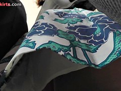 Busty MILF with tasty ass in the upskirting scene