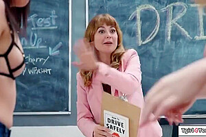 Busty Shemale Fucks A Petite Girl At Drivers Ed - Erica Cherry