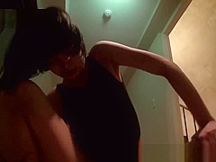 Busty asian jerking and cocksucking in group