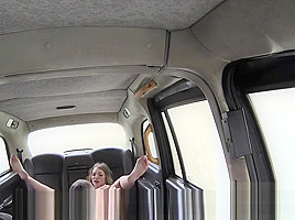 Busty blonde Brit bangs till cumshot in fake taxi