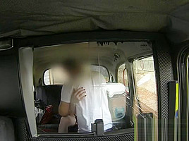 Busty blonde gets big cock in a cab