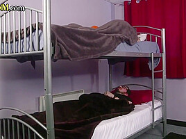 CFNM BJ babes suck cock in dormitory 3some till cumshot