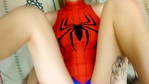 CREMPIE Spider-Girl gets cum on her pussy Cosplay Spider-Girl