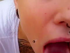 Ceetzie choking on cum in public