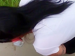 Ceetzie choking on cum in public