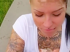 Ceetzie choking on cum in public