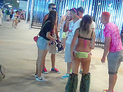 Chicks in skimpy cloths at music festival