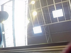 Chinese girl wears a black panty under a antiupskirt skirt