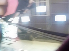 Chinese girl wears a black panty under a antiupskirt skirt