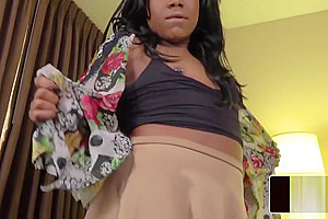Chubby ebony femboi masturbating solo