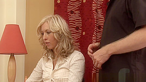Classy milf dressed up while wanking cock