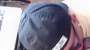 Cock starving gloryhole DILF sucks penis in homemade closeup