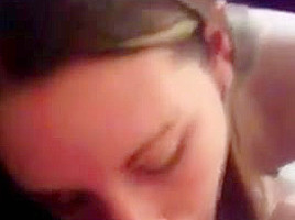 College girl gives a blowjob and swallows