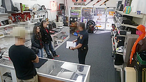 Couple sluts tried to steal and nailed at the pawnshop