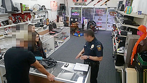 Couple sluts tried to steal and nailed at the pawnshop