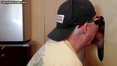 Cum loving gloryhole mature gay sucks BFs cock at home