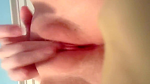 Curvy Blonde teen 18+ Takes a Shower and rubs her Wet Pussy - Close Up!