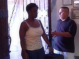 Curvy Ebony Babe Get To Have Fun With Two White Cocks