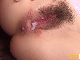 Cute Japanese Babe Gets Her Hairy Cunt Satisfied With Toys And Banged Deep By Two Guys