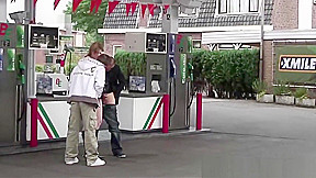 Cute teen 18+ girl PUBLIC sex construction site gangbang 3some