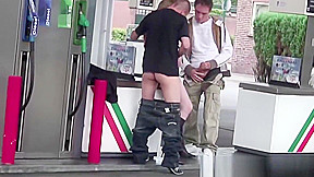 Cute teen 18+ girl PUBLIC sex construction site gangbang 3some