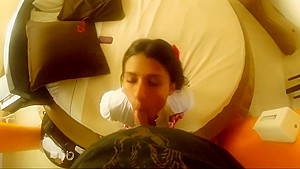 Cute teen 18+ sucks and rides my cock after class