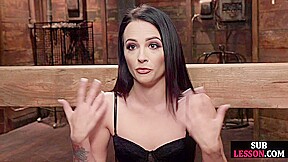 Deepthroating BDSM babe whipped in 3way by master cock