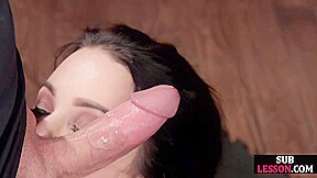 Deepthroating BDSM babe whipped in 3way by master cock