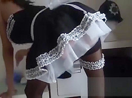 Dirty Maid Alyssa Divine cleans big cock before it spunks on her big tits
