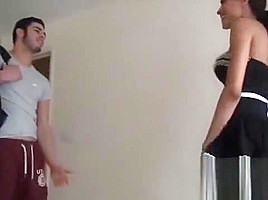 Dirty Maid Alyssa Divine cleans big cock before it spunks on her big tits