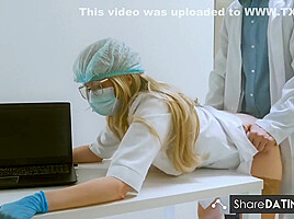 Doctor Fucked A Nurse On His Desk  Cum In Her Pussy