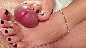 Double footjob with cum on her beautiful toes