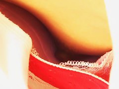 Downblouse scene with cute and super skinny Asian girl