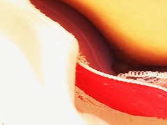 Downblouse scene with cute and super skinny Asian girl