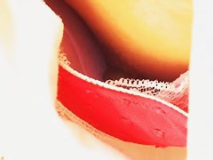 Downblouse scene with cute and super skinny Asian girl