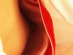 Downblouse scene with cute and super skinny Asian girl