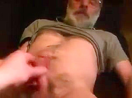Dutch grandpa gets hand job and masturbates