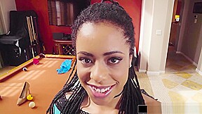 Ebony Kira Noir Riding A Big Fat Cock Next To A Pool Table