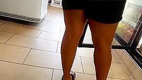 Ebony granny legs and face at 7 eleven