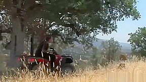 Ebony slave rough fucked by two guys