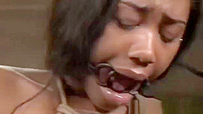 Ebony submissive open mouth gagged