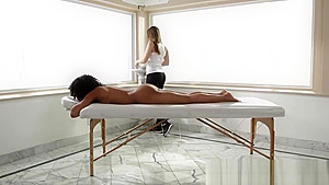 Ebony tastes masseuse