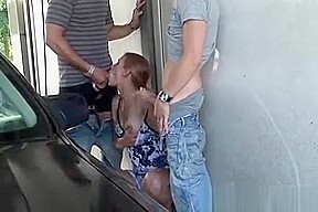 European blonde caught by her master and his friend and fucks her madly