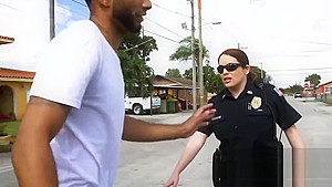 Experienced busty brunette watching suspect screwing the blonde
