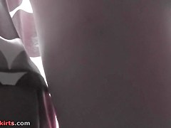 Eye-catching golden-haired upskirt footage