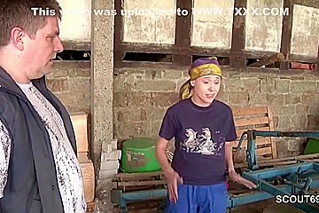 Fat Farmer Makes Skinny Blonde To Blowjob His Dick