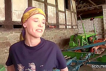 Fat Farmer Makes Skinny Blonde To Blowjob His Dick