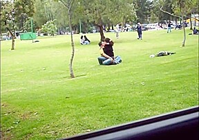 Frente al metro en el parque